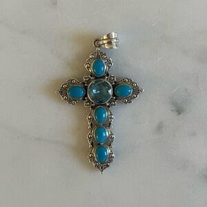 Nicky Butler 925 Sterling Silver Turquoise Cross Pendant